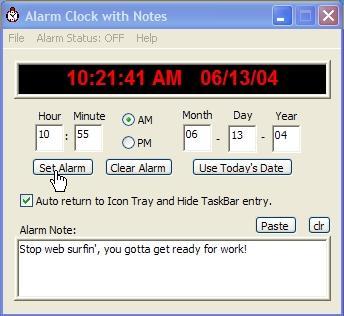 Alarm Clock with Notes Screenshot